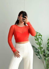 Size M-L, Meshy Crop Top With Lining top inside - Closet by Payal