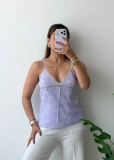 Size S-M, Floral Lace Trim Cami Top
