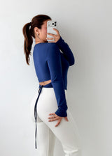 Size XS-S Navy Open Back Tie Top