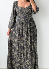 Size S-M Black Floral Printed Midi Dress