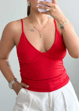 Size S-M, Red Wrap Style Camisole Top - Closet by Payal