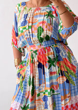 Size L-XL Multicolor Printed Midi Dress