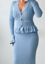 Size S-M Powder Blue Ribbed Knit Maxi Dress