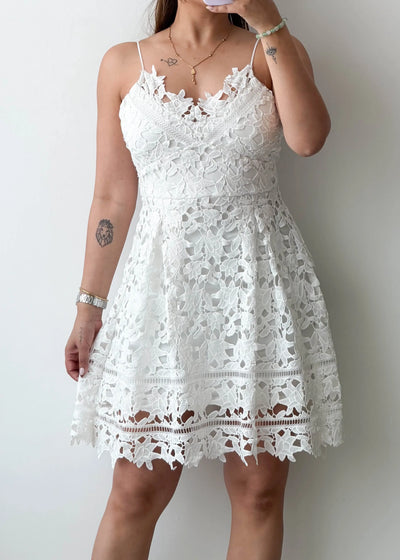 Size S-M, White Crochet Mini Dress