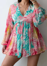 Size S-M, Pastel Tie-Dye Flowy Mini Dress