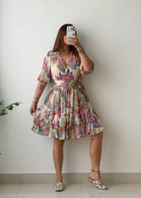 Size S-M Multicolor Boho Print Mini Dress