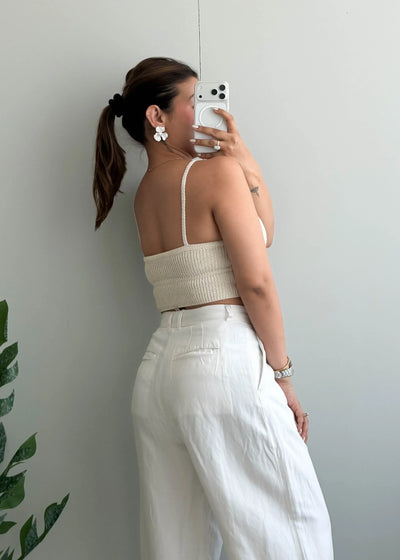 Size XS, Cream Ribbed Crop Cami Top - Closet by Payal