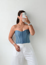 Size M-L Blue Corset Tube Top