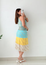 Size M-L Multicolor Geometric Knit Midi Dress