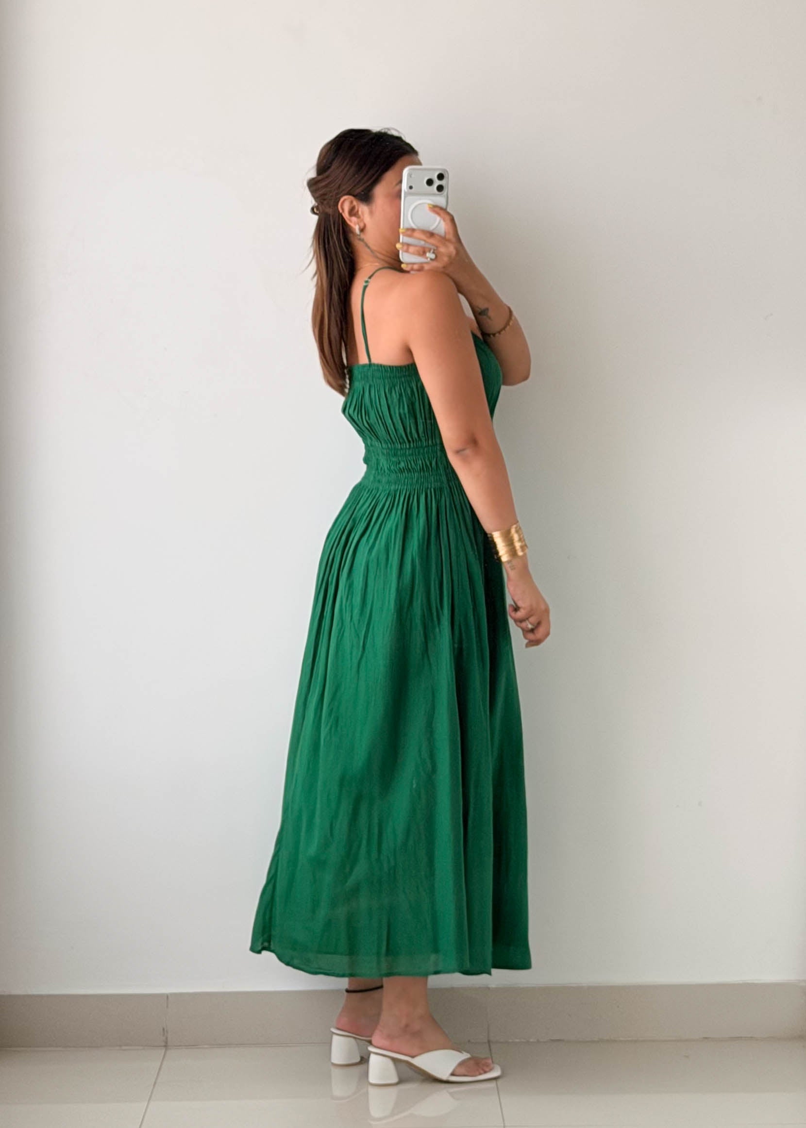 Size S-M Emerald Green Smocked Maxi Dress