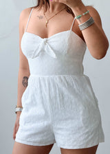 Size XS-S White Cotton Tie-Up Playsuit