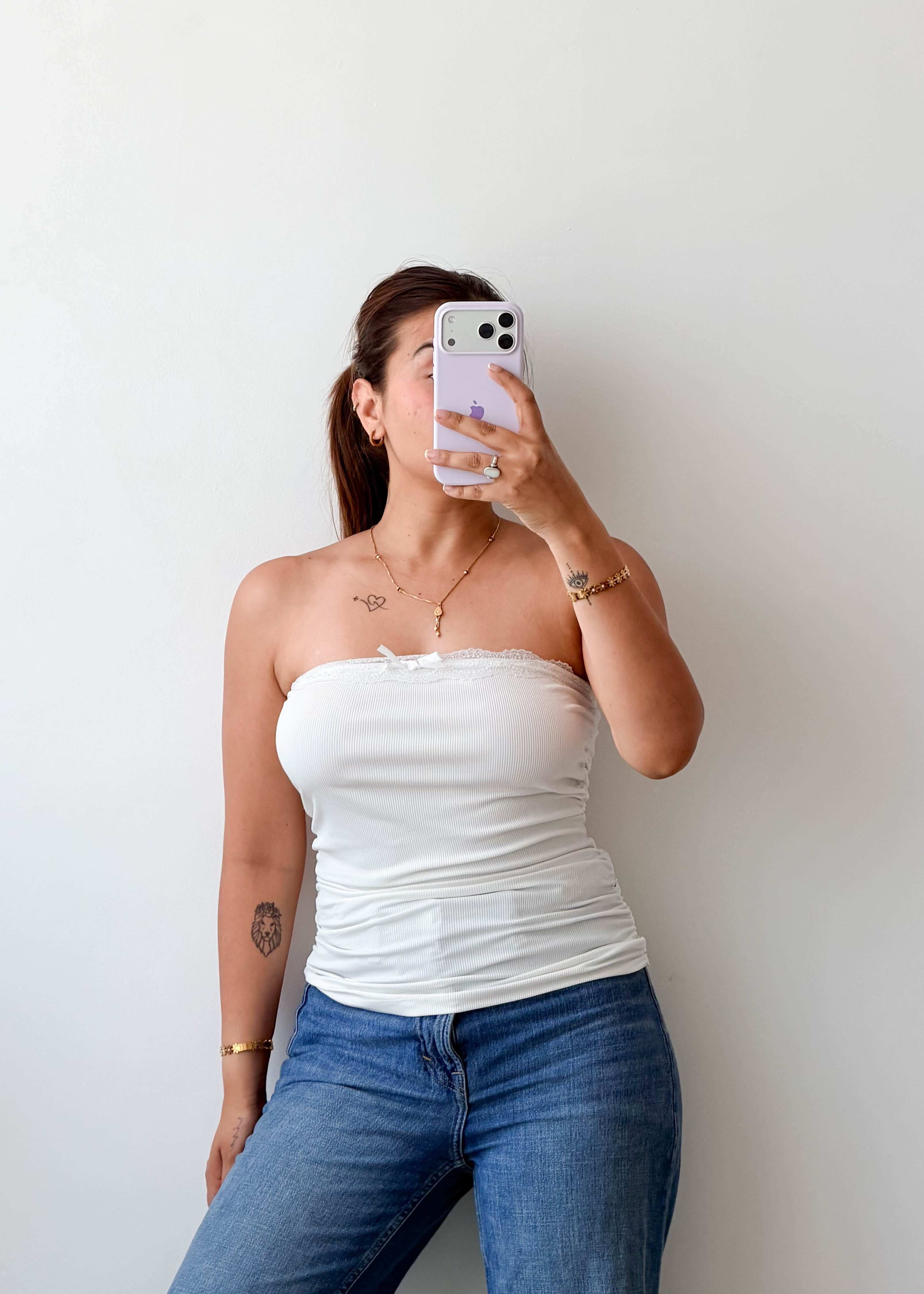 Size M-L White Strapless Tube Top