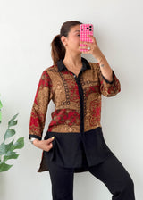 Size S-M Multicolor Paisley Longline Shirt