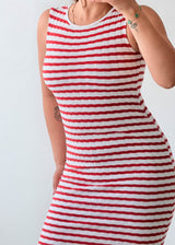 Size XS-S Red & White Striped Bodycon Midi Dress