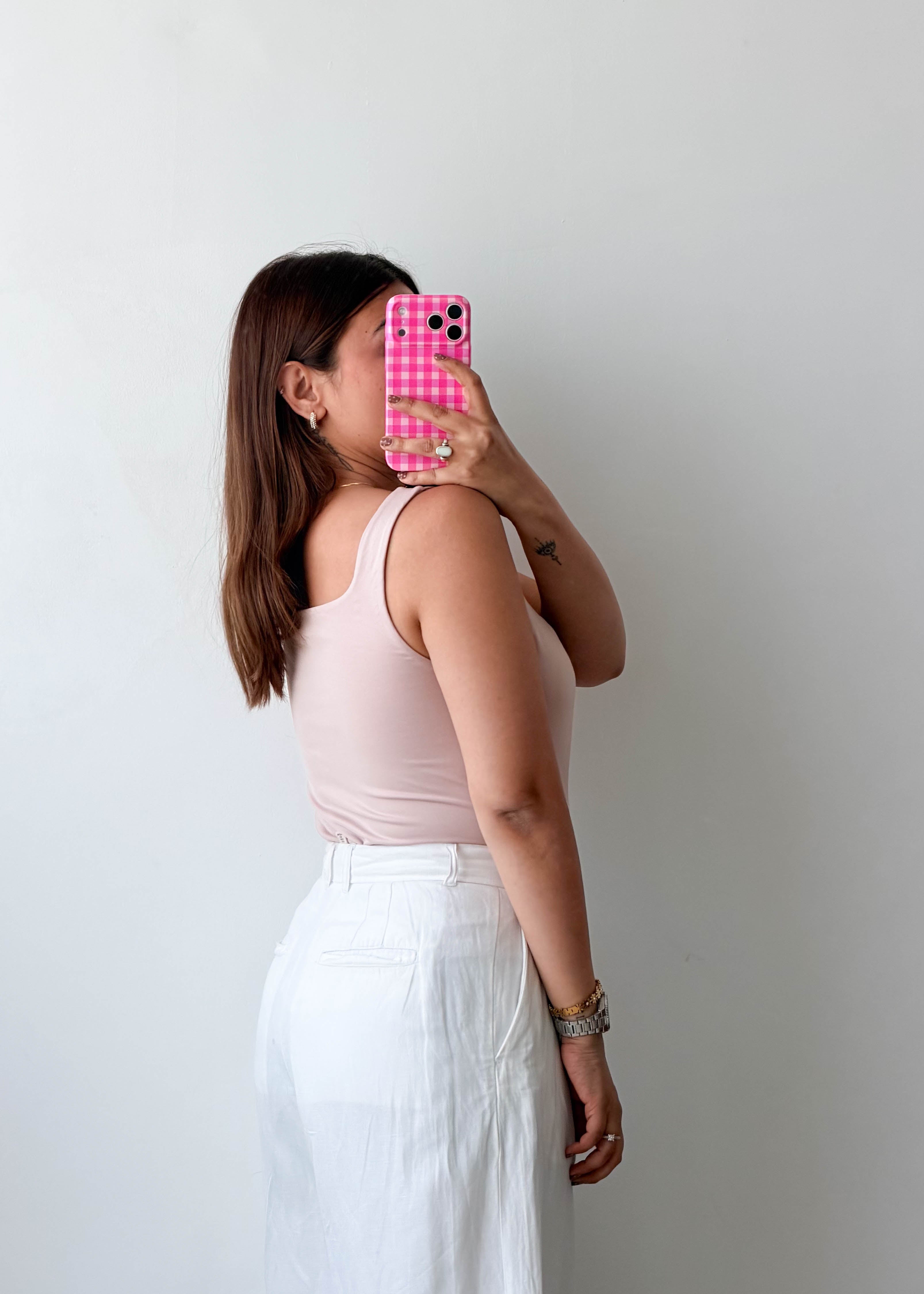 Size L Blush Pink Square Neck Bodysuit