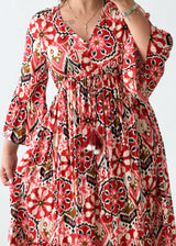 Size S-M Red Floral Print Maxi Dress