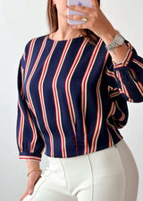 Size M-L Navy Stripe Crop Top