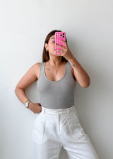 Size L Black & White Striped Tank Bodysuit