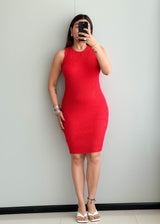 SIZE M-L,  Cotton Ribbed Bodycon Dress