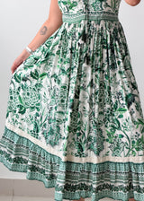 Size S-L Green Floral Printed Maxi Dress