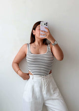 Size S-M Striped Open Back Bodysuit