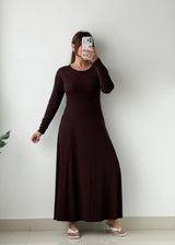 Size M-L Chocolate Brown Knit Maxi Dress
