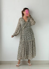 Size S-M Black Floral Wrap Maxi Dress