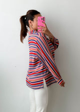 Size M-L Multicolor Striped Button-Down Shirt