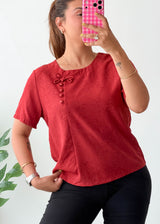 Size S-M Rust Chinese Knot Top