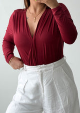 Size L-XL Burgundy Wrap Bodysuit