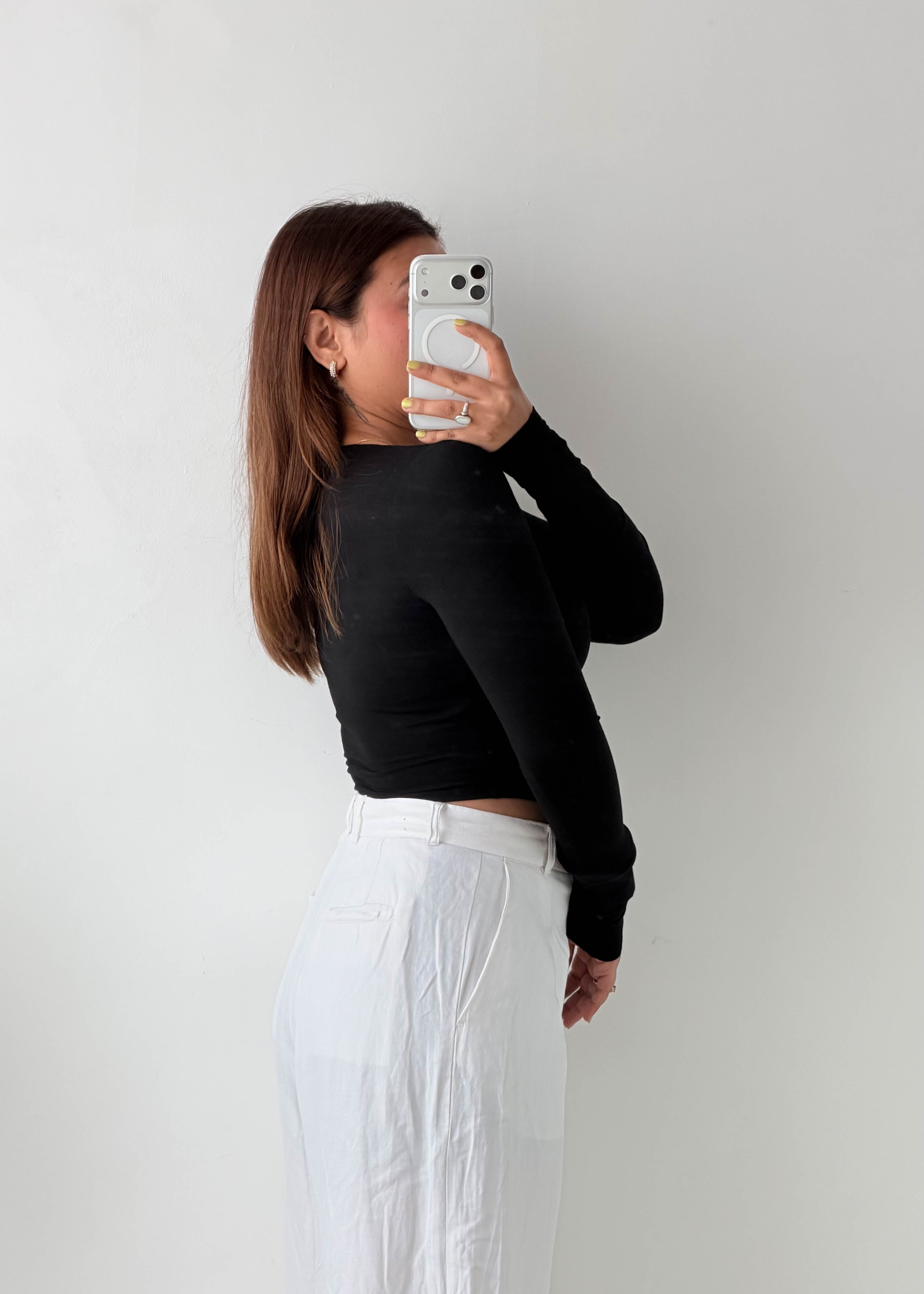 Size XS-S Black Dual Cut-Out Crop Top