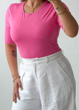 Size M-L Pink Half Sleeve Bodysuit
