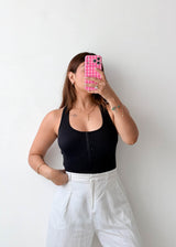 Size S-M Black Zip Front Bodysuit