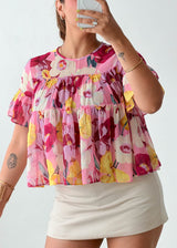 Size XS-S Pink Floral Babydoll Top