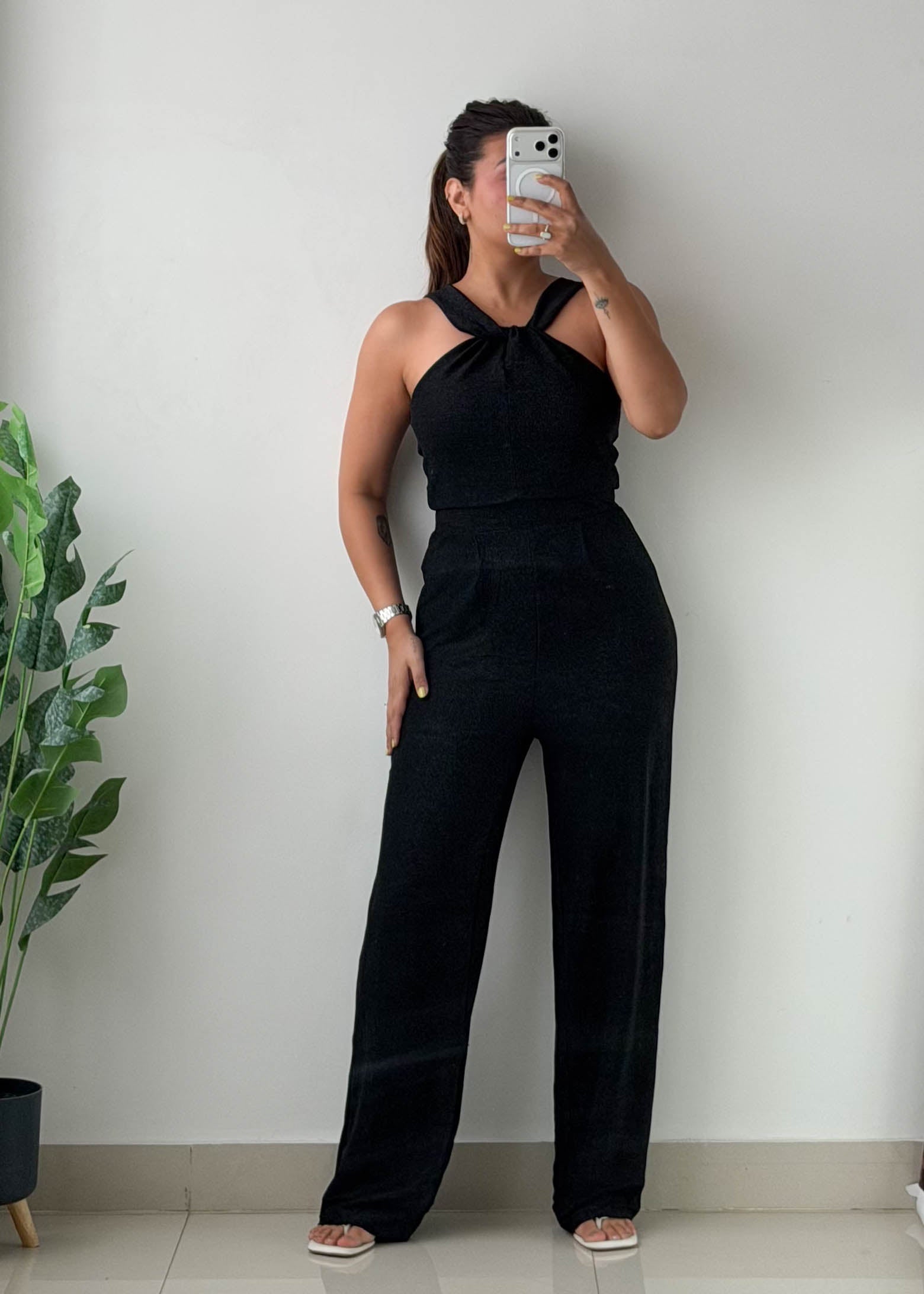 Size XS-S Black Twist Neck Jumpsuit