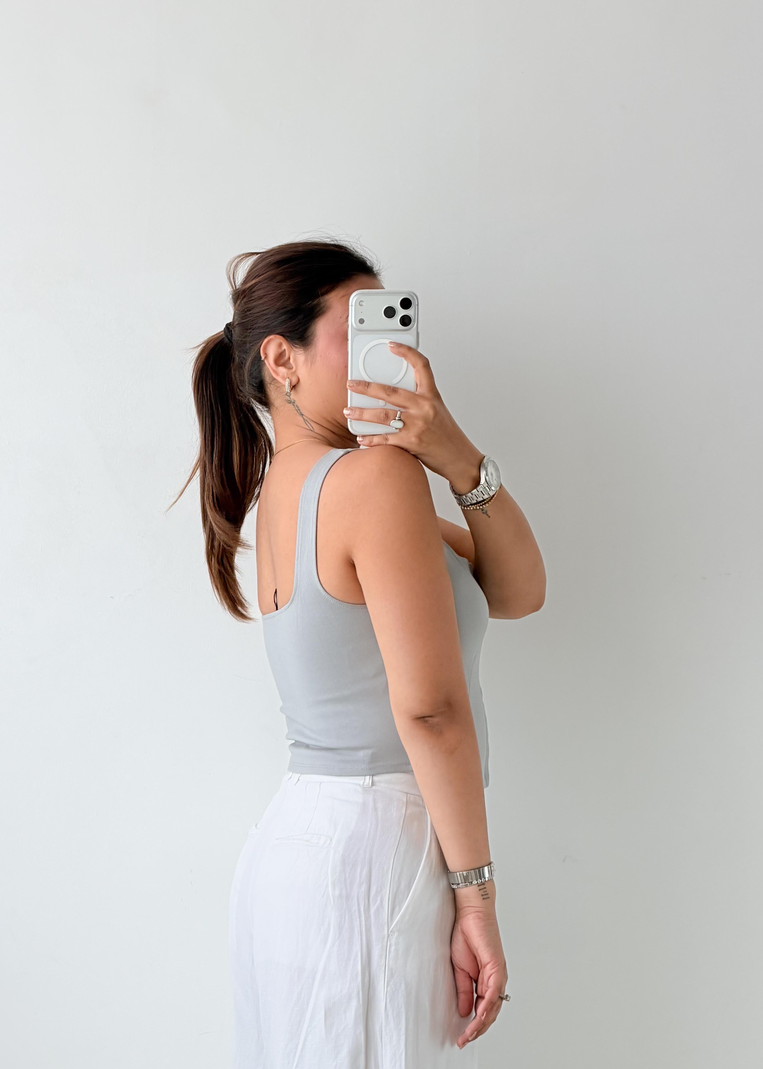 Size S-M Grey Zip Front Corset Top