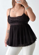 Size S Brown Chiffon Babydoll Cami Top