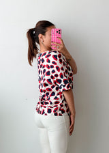 Size M-L White Abstract Print Top