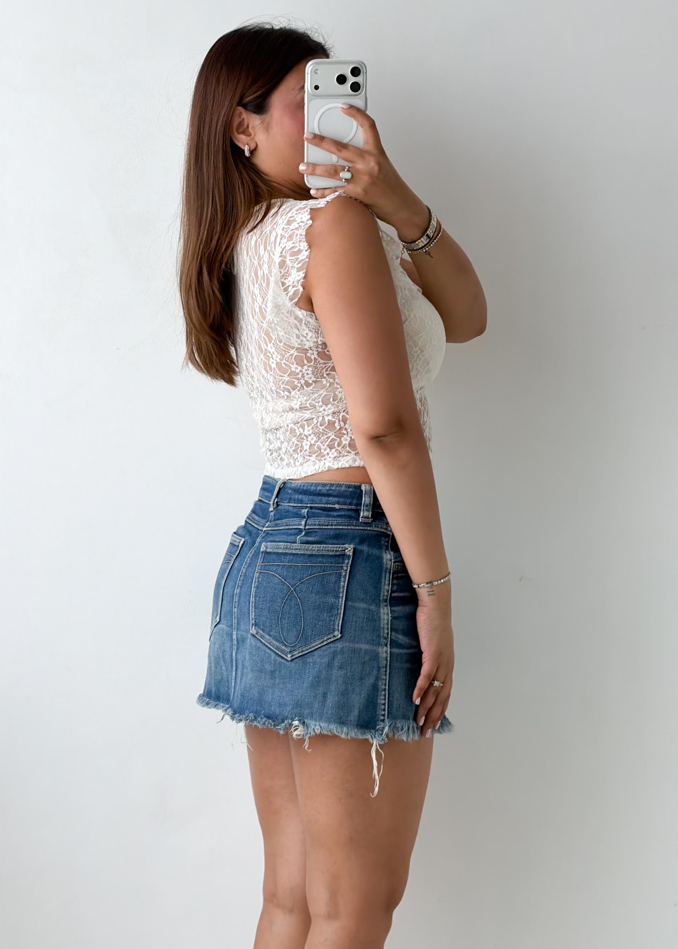 Size XS-S White Lace Crop Top With Lining