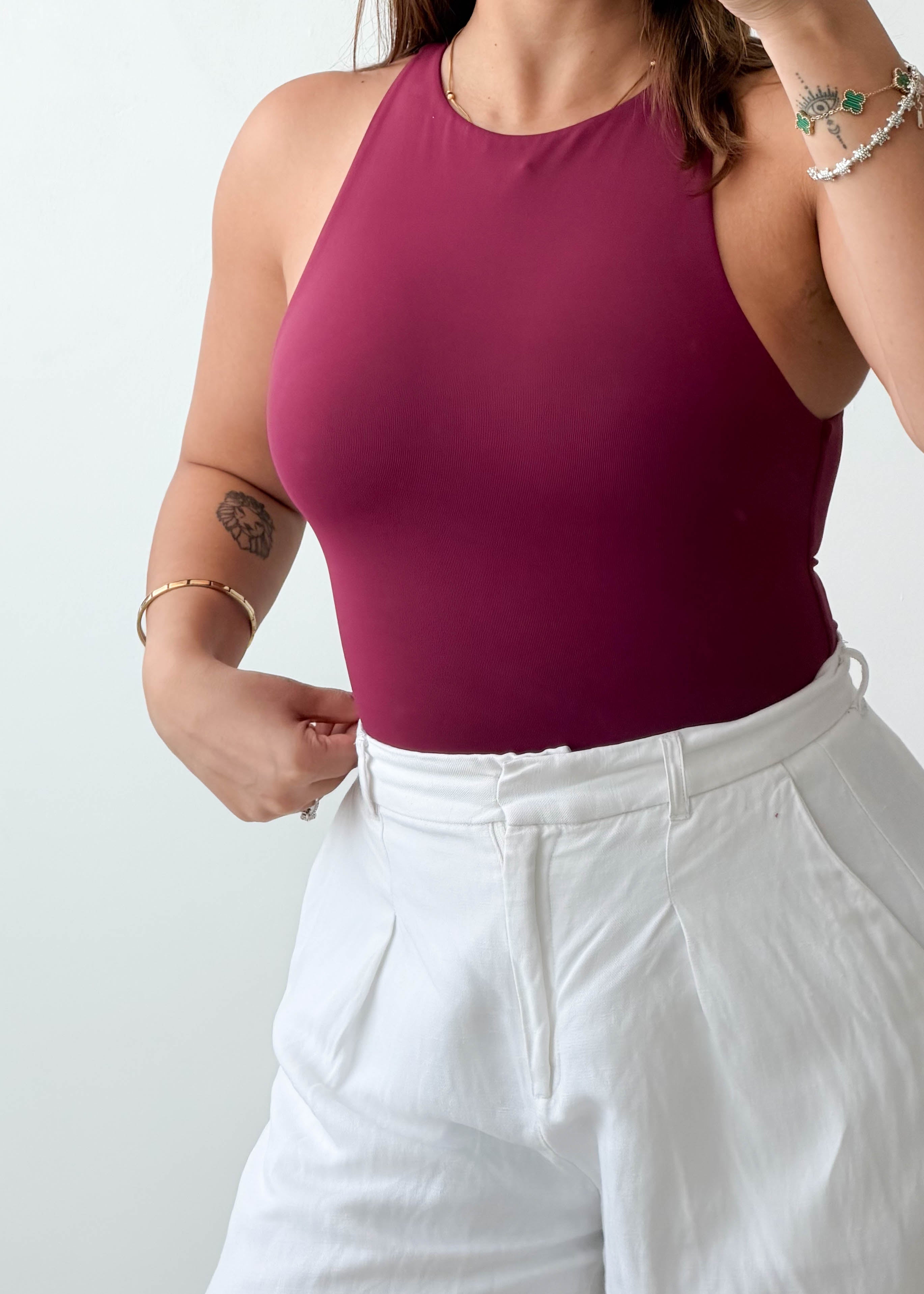 Size XS-S Plum Racerback Bodysuit