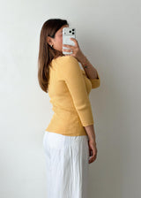 Size M-L Mustard Ribbed Sweetheart Top