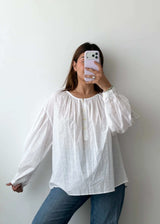 Size L-XL White Oversized Boho Top