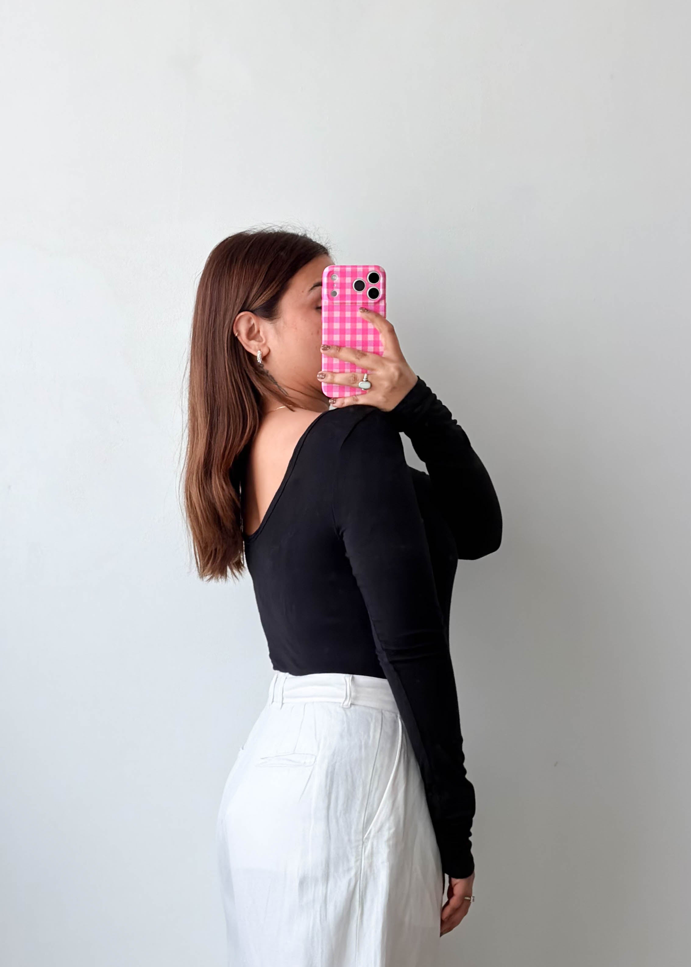 Size M-L Black Scoop Neck Bodysuit