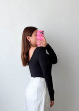 Size M-L Black Scoop Neck Bodysuit