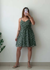 Size S-M, Green Floral Mini Dress