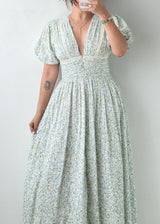 Size XS-S White Floral Print Midi Dress