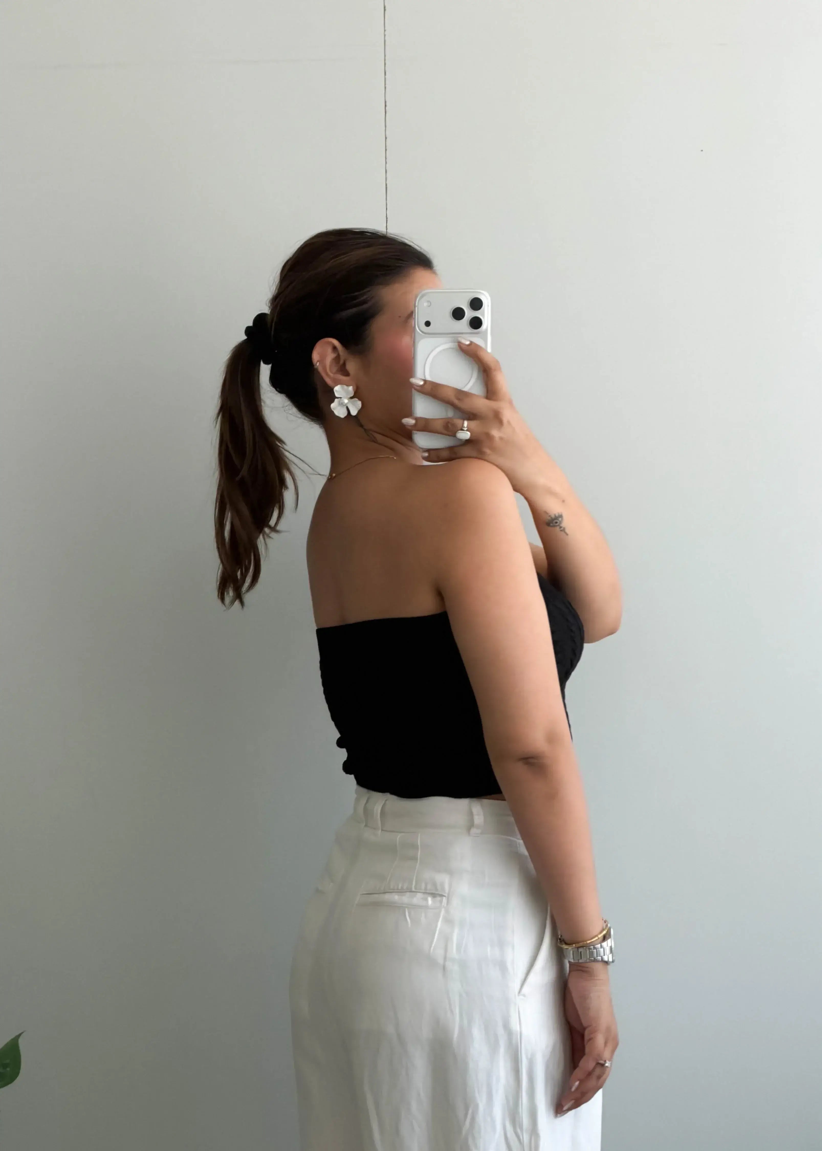 Size S-M, Black Strapless Crop Tube Top - Closet by Payal
