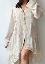 Size M-L Beige Boho Lace Hem Shrug Dress