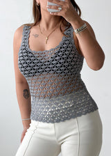 Size XS-S Grey Crochet Knit Tank Top