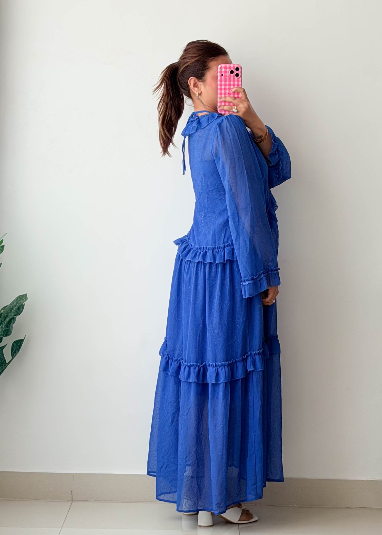 Size M Royal Blue Ruffle Tiered Maxi Dress